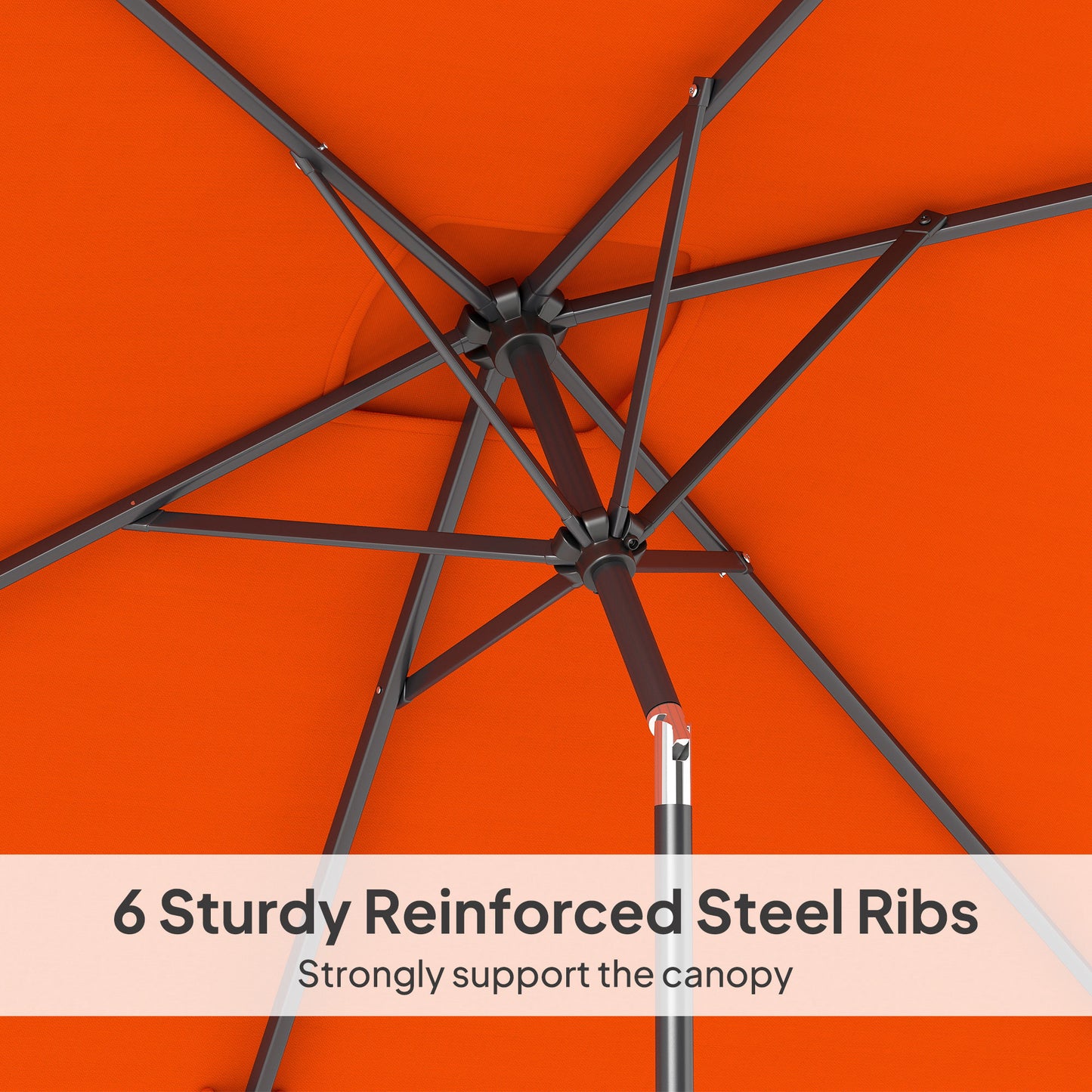 3x2m Garden Parasol Canopy Tilt Crank 6 Ribs Sun Shade Orange