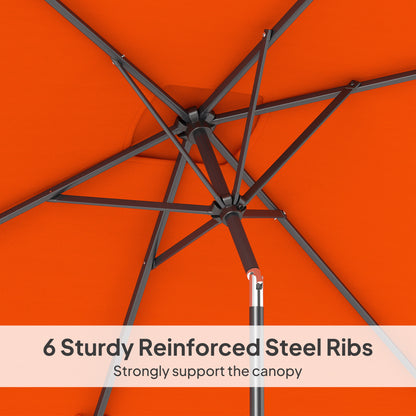 3x2m Garden Parasol Canopy Tilt Crank 6 Ribs Sun Shade Orange