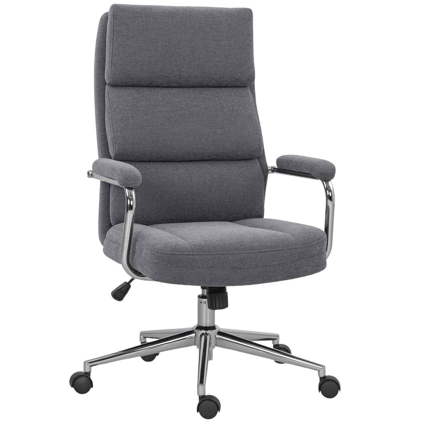 Linen Fabric Office Desk Chair with Tilt Function, Charcoal Grey