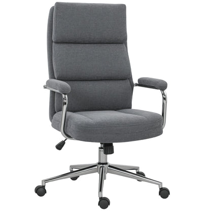 Linen Fabric Office Desk Chair with Tilt Function, Charcoal Grey