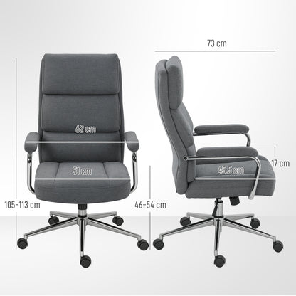 Linen Fabric Office Desk Chair with Tilt Function, Charcoal Grey