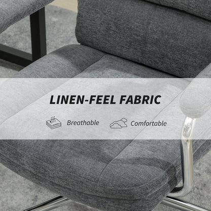 Linen Fabric Office Desk Chair with Tilt Function, Charcoal Grey
