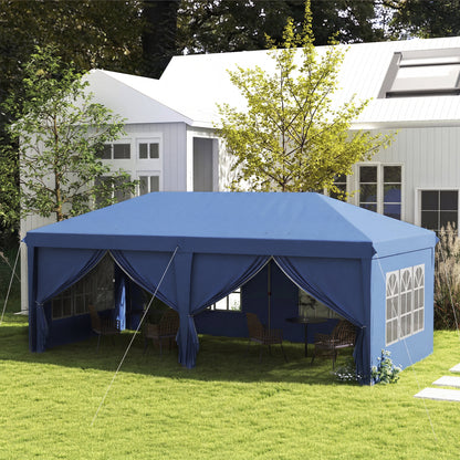 3x6m Pop Up Gazebo Party Tent Canopy Marquee with Storage Bag Blue
