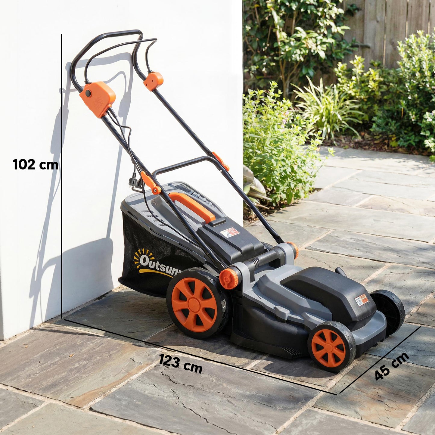 1800W Electric Lawnmower with 40cm Cutting Width, Mulching Feature and 50L Grass Collection Bag, Electric Lawnmower Corded with 6 Cutting Heights, 10m Cable Length, Carry Handle, Light Grey