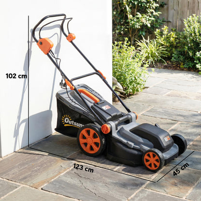 1800W Electric Lawnmower with 40cm Cutting Width, Mulching Feature and 50L Grass Collection Bag, Electric Lawnmower Corded with 6 Cutting Heights, 10m Cable Length, Carry Handle, Light Grey