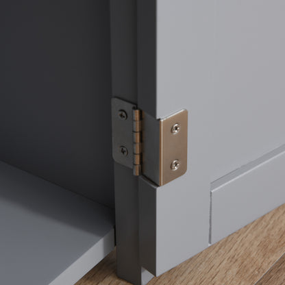 Wood Cat Litter Box Enclosure Furniture w/ Adjustable Interior Wall Grey