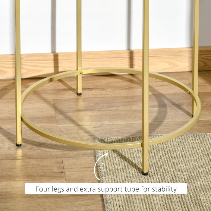 Round Side Table Morden Coffee Tables with Gold Metal Base, Table with Tempered Glass Tabletop, for Living Room, Bedroom, dining room