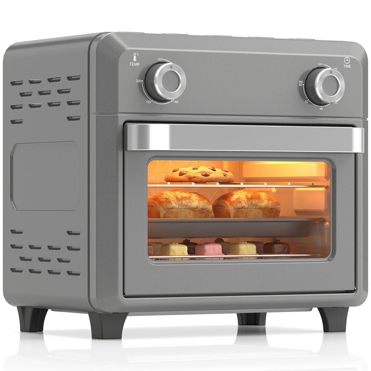 1000W 10L Air Fryer Oven with Adjustable Temperature and 60-Minute Timer - Grey