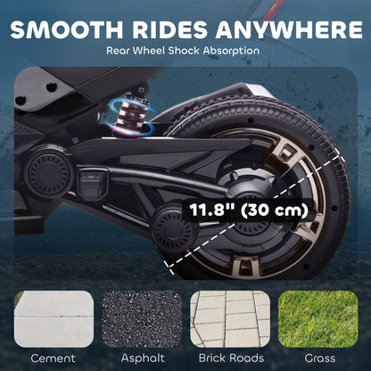 Kids Electric Ride On Car, 12V Battery Powered Ride On ATV with MP3 Player, Horn, 2 Speeds, LED Lights, 3 Wheeler Electric Vehicle Toy Car for Boys & Girls Ages 3-8, Black