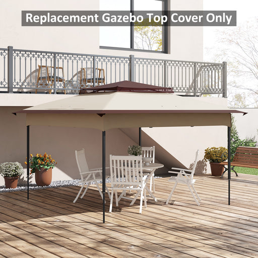 Pop up Gazebo Cover, 2-Tier Gazebo Roof Replacement for 3.25m x 3.25m Frame, 30+ UV Protection, Beige