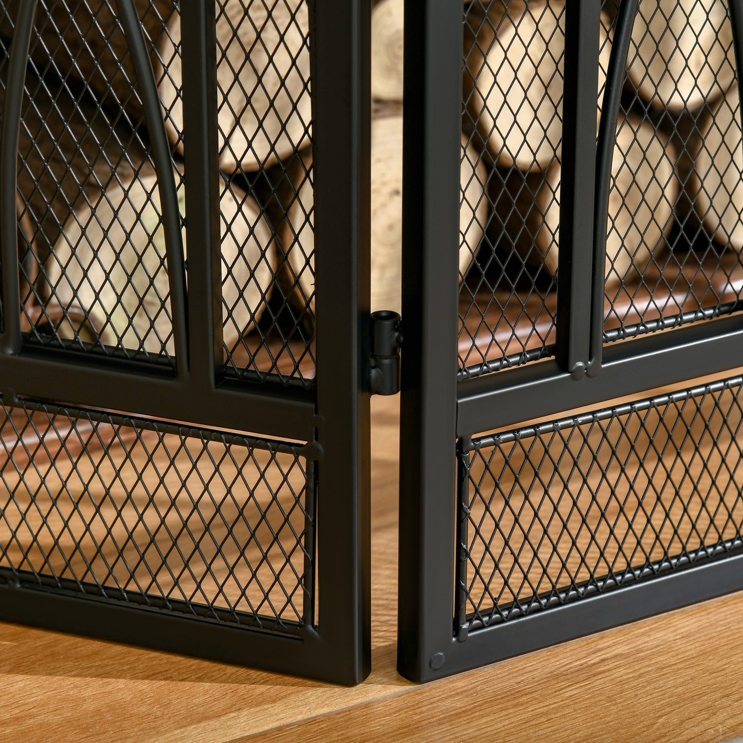 126cm 3-Panel Metal Folding Fireplace Screen Protective Guard Child Pet Home