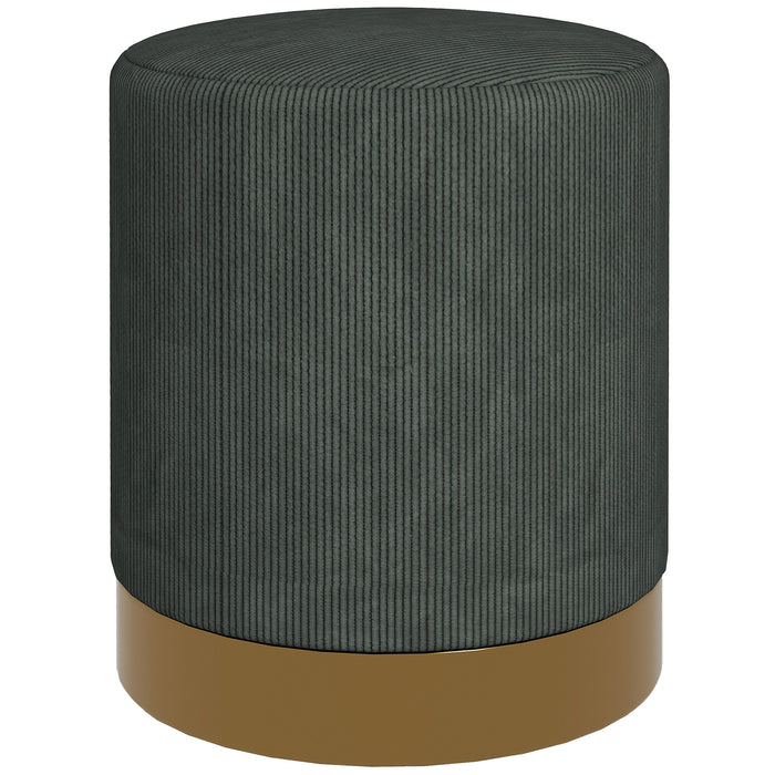 Modern Round Footstool, Fabric Upholstered Foot Rest, Dark Green