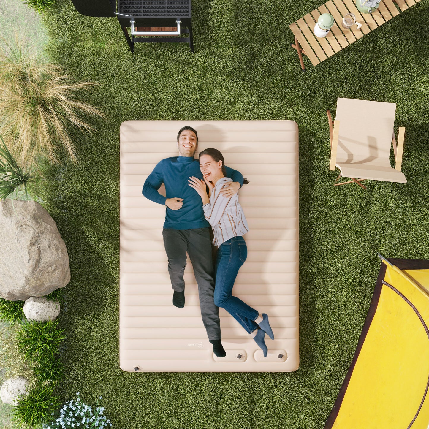 Double Air Bed Inflatable Mattress, 195 x 140 x 10cm, White