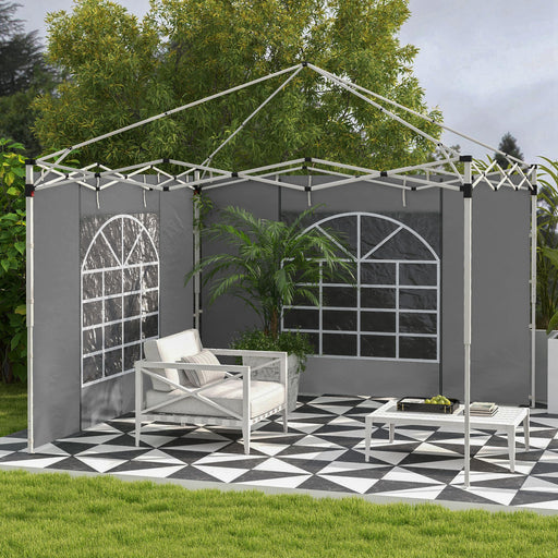 Gazebo Side Panels, 2 Pack Sides Replacement, for 3x3(m) or 3x6m Pop Up Gazebo, with Windows and Doors, Grey