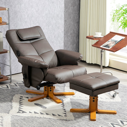 Massage Recliner Chair with Footstool and Hidden Storage, Dark Brown