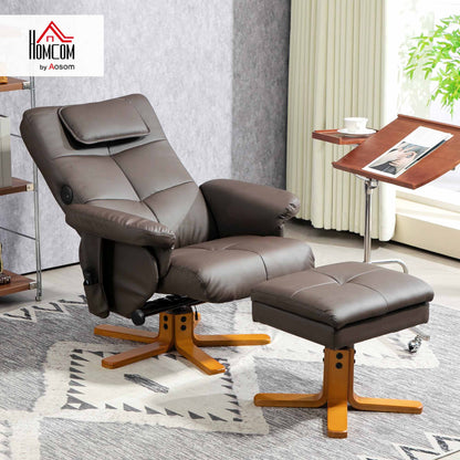 Massage Recliner Chair with Footstool and Hidden Storage, Dark Brown