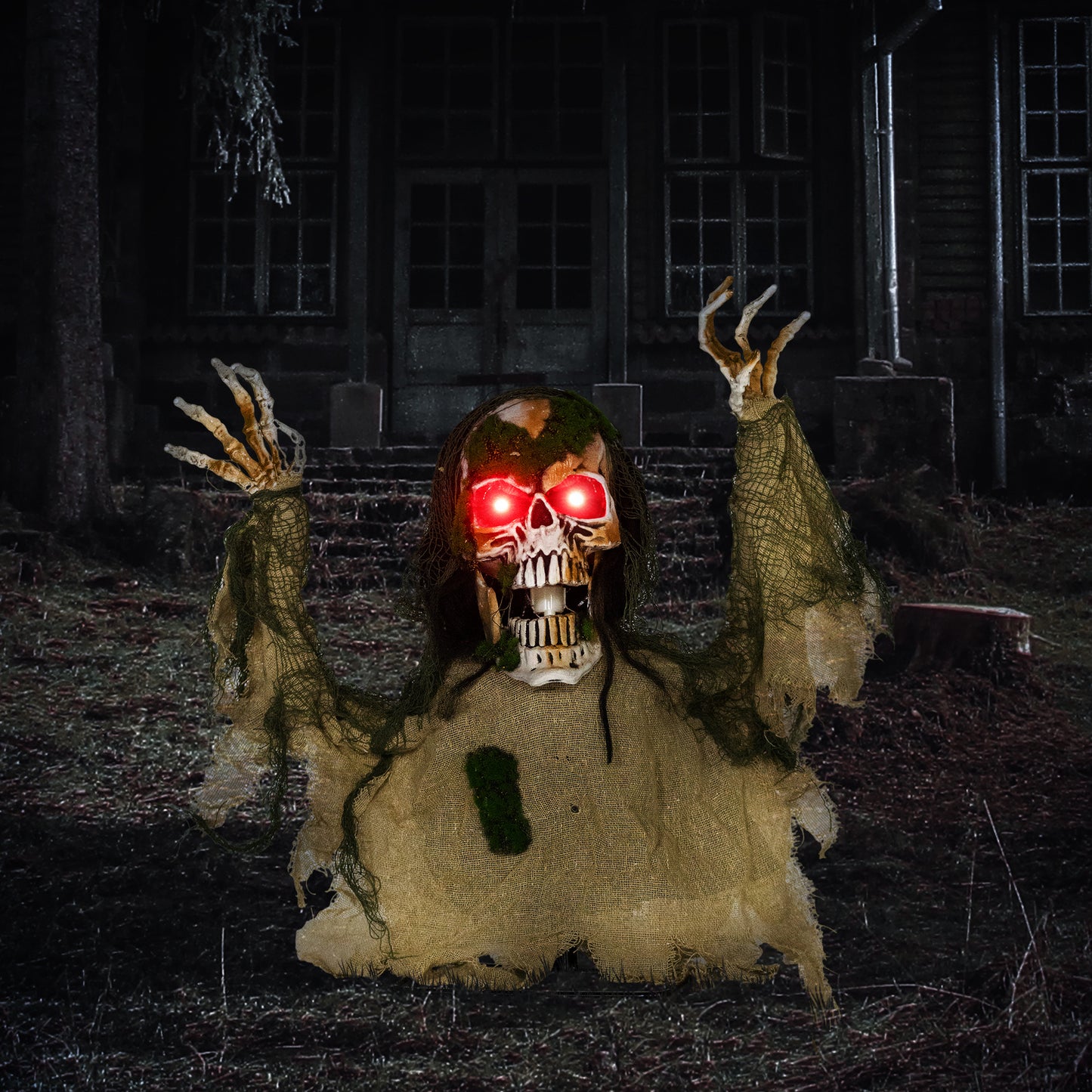 Voice Activated Halloween Animatronics Skeleton, Battery Operated