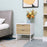 Modern Bedside Table with 2 Drawers and Metal Frame, Sofa Side Table for Bedroom Living Room, White and Oak