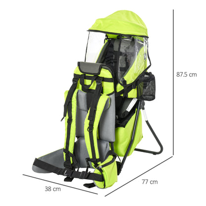 Baby Hiking Backpack Carrier w/ Detachable Rain Cover for Toddlers Green