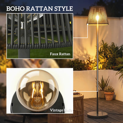 Outdoor Solar Floor Lamp, Rechargeable Floor Lamp, Black