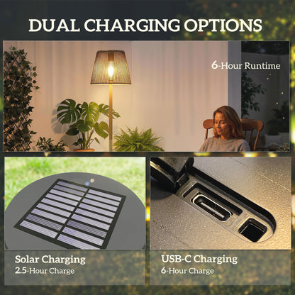 Outdoor Solar Floor Lamp, Rechargeable Floor Lamp, Black