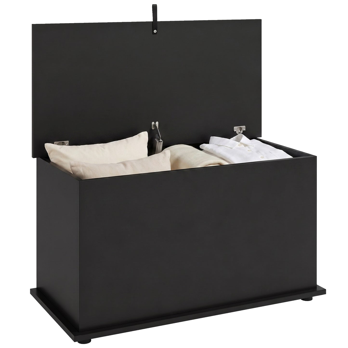 Storage Chest with Safety Hinged Lid, 102L Storage Box, Black
