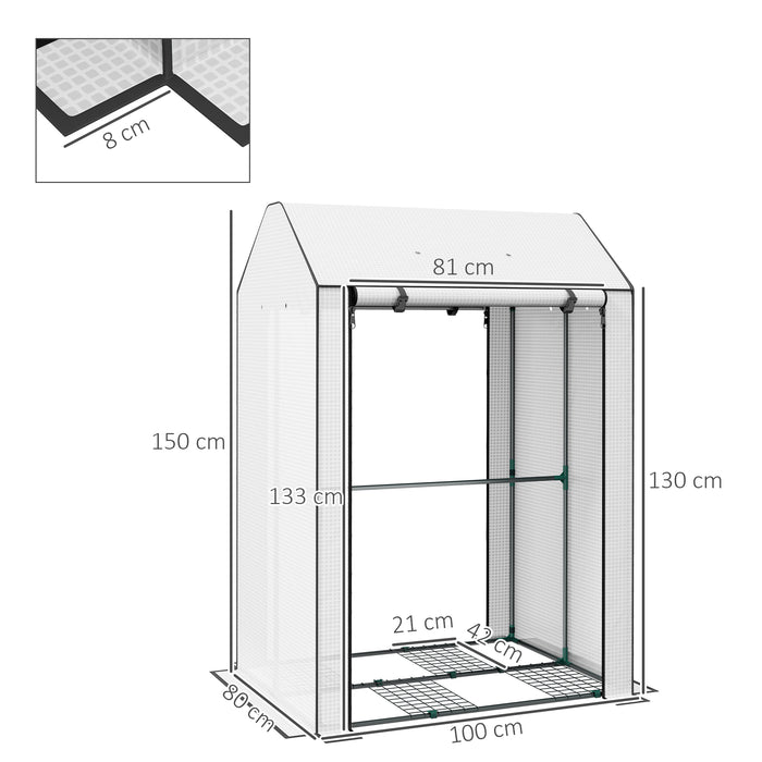 Mini Greenhouse with 4 Wire Shelves Portable Garden Grow House Upgraded Tomato Greenhouse with Roll Up Door and Vents, 100 x 80 x