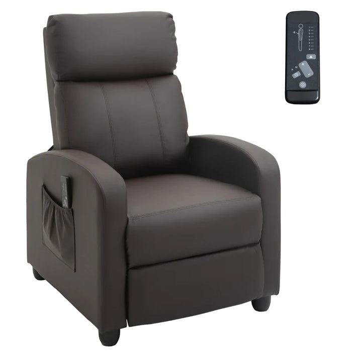 Recliner Sofa Massage Chair PU Leather Armcair w/ Footrest and Remote Control for Living Room, Bedroom, Home Theater, Brown