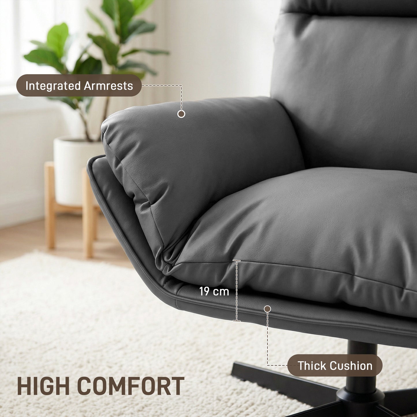 Accent Chair with 360 Swivel Dark Grey