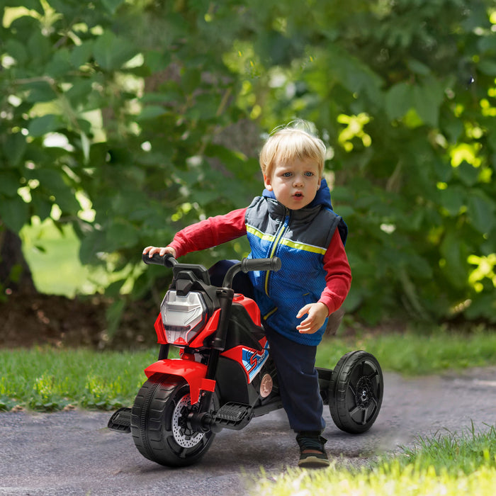 AIYAPLAY Motorcycle Design 3 in 1 Toddler Trike, Sliding Car, Balance Bike with Headlight, Music, Horn, Red