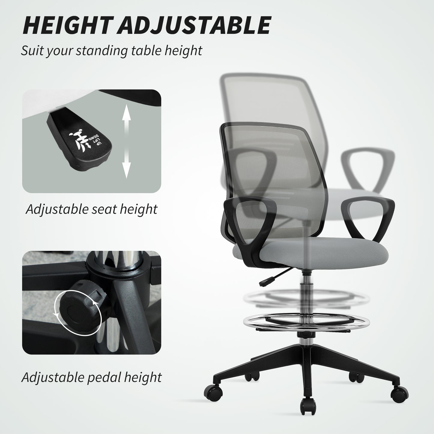 Draughtsman Chair Tall Office Chair with Adjustable Height