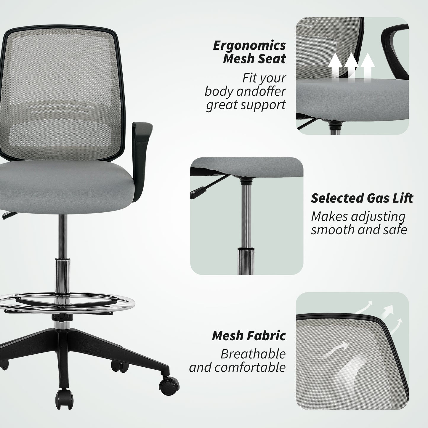 Draughtsman Chair Tall Office Chair with Adjustable Height