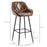 Retro Bar Stools Set of 2, Breakfast Bar Chairs with Footrest, Kitchen Stools with Backs and Steel Legs, for Dining Area and Home Bar, Brown