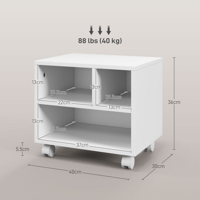 Printer Stand with Storage Printer Cart on Wheels for Home Office White