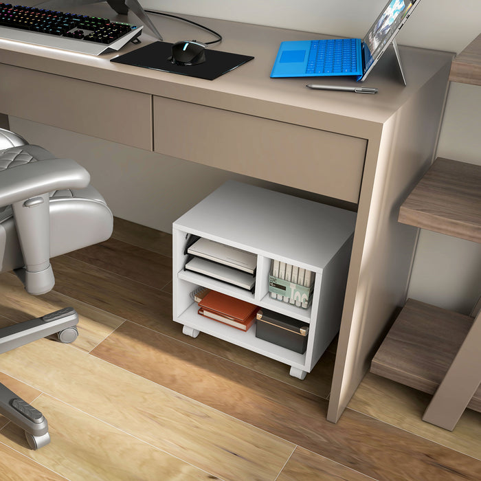 Printer Stand with Storage Printer Cart on Wheels for Home Office White