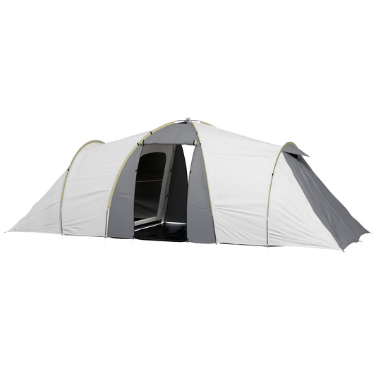4-6 Man Tunnel Tent Camping Tent with 2 Bedroom, Vestibule, Bag, 2000mm Waterproof, UV50+ for Fishing, Hiking, Festival