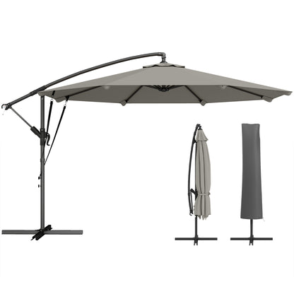 3 m Cantilever Parasol, Offset Umbrella with Cover and Wind Ropes