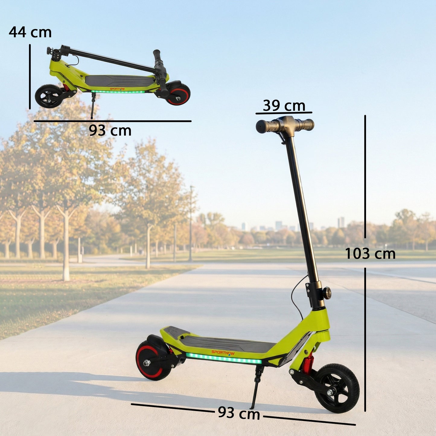 Electric Scooter for Kids, Foldable E Scooter for Age Age 6+ Green