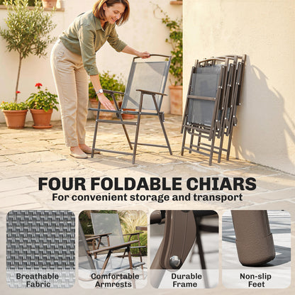 Garden Dining Set, Patio Sets with Tempered Glass Table