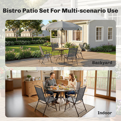 Garden Dining Set, Patio Sets with Tempered Glass Table