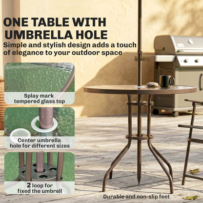 Garden Dining Set, Patio Sets with Tempered Glass Table