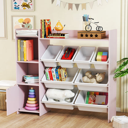 Toy Storage Unit with 8 Removable Bins, Storage Shelves, Cabinet
