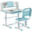 Height Adjustable Kids Desk and Chair Set, with Drawer, Bookshelf, Blue