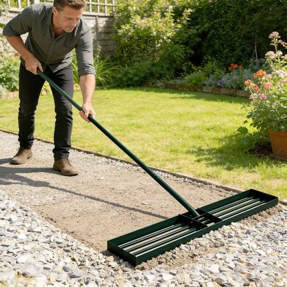 113 x 26 cm Lawn Levelling Rake with 169 cm Handle