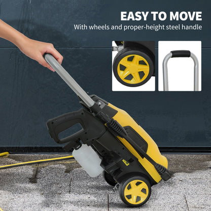 1800W Power Washer 150 Bar Pressure with Adjustable Nozzle, Yellow