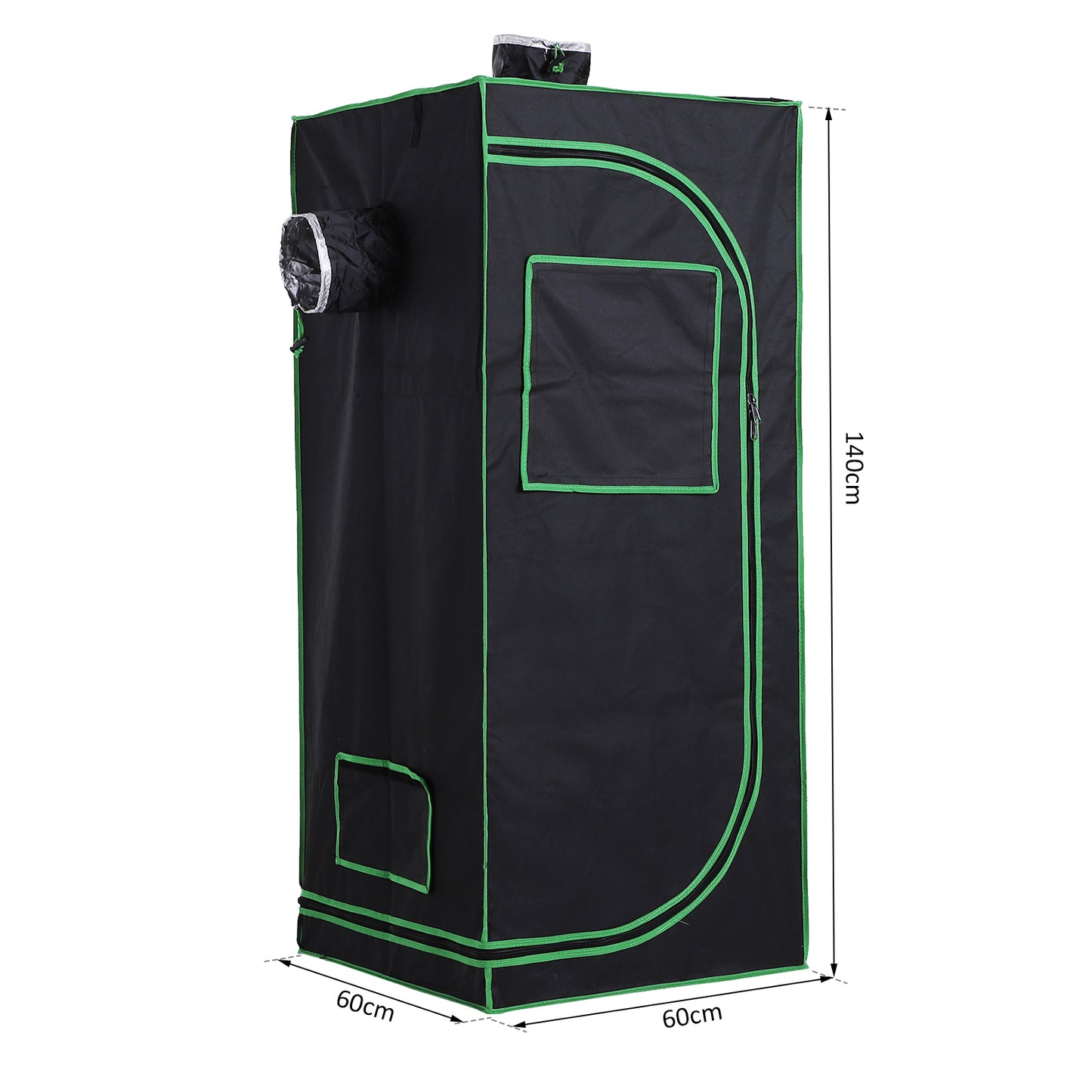 Mylar Hydroponic Grow Tent w/ Floor Tray for Indoor Plant 60x60x140cm