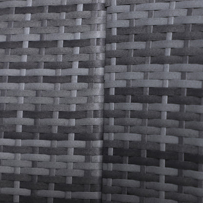 5-Seater Rattan Garden Furniture Cushioned Wicker Round  Bed with Coffee Table Patio Conversation Furniture Set, Grey with Blue Cushions