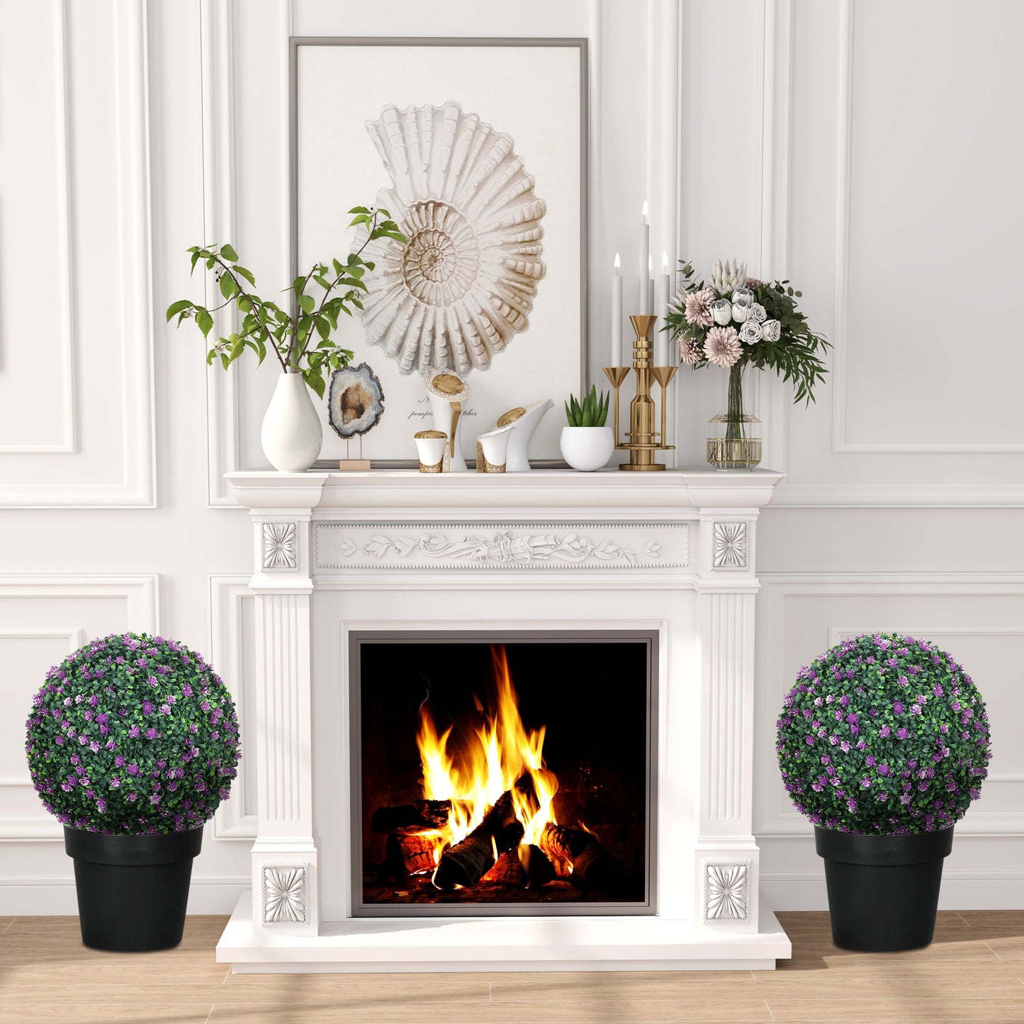 Set of 2 Artificial Topiary Balls Indoor Outdoor Faux Boxwood Balls