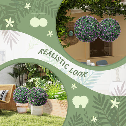 Set of 2 Artificial Topiary Balls Indoor Outdoor Faux Boxwood Balls