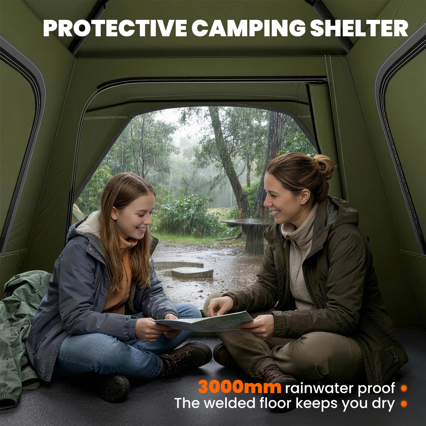 Pop Up Tent Waterproof Camping Tents 2-3 People Green